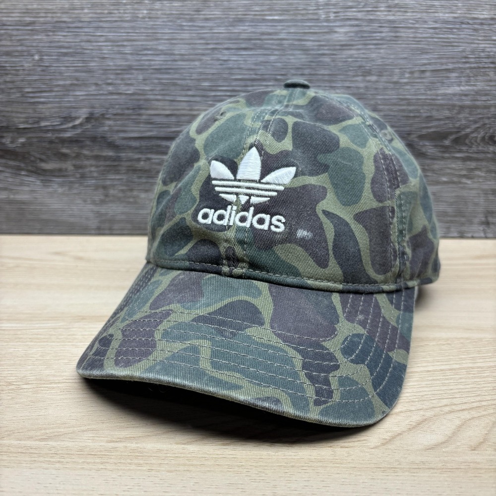 Adidas Hat Cap Strap Back Mens One Size Green Camo Originals Trefoil Dad Cap